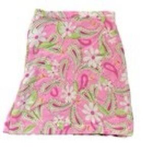 Lilly Pulitzer Pink and Green Floral Midi Skirt